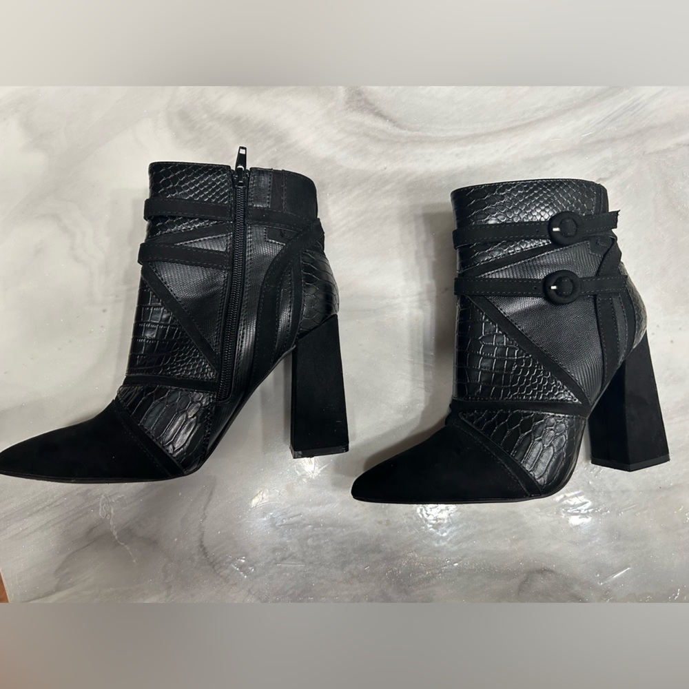 Black Adler heeled boots. Size 7.5